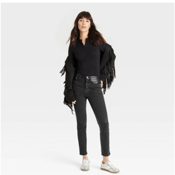 Nwt universal thread denim and leather jeans size 12r - Picture 2 of 4